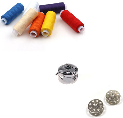 Crafts Haveli Sewing Thread 6Pc & Bobbin 2Pc & Case Sewing Kit
