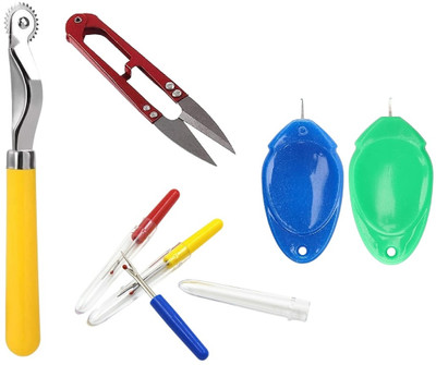 Kunfaya 1 Tracing Wheel + 1 Cutter + 2 Seam Ripper + 2 New Needle Theader Sewing Kit