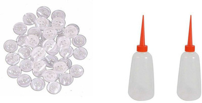 Crafts Haveli Tailoring Combo 2 Items Button White 20pc & Sewing-Machine-Oil 2Pc Sewing Kit