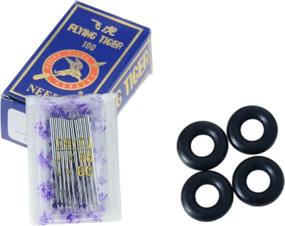 Kunfaya Combo Of 10 Machine Needle 16No. + 5 Pcs Bobbin Winder Rubber Sewing Kit