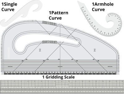 Artonezt Tailoring Tools – Pattern Curve + Gridding Scale + French Curve + Single Curve Sewing Kit
