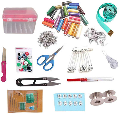 Three Mask Sui Dhaga Kit and Storage Box -thread,measuring tape,needle,Button, etc Sewing Kit