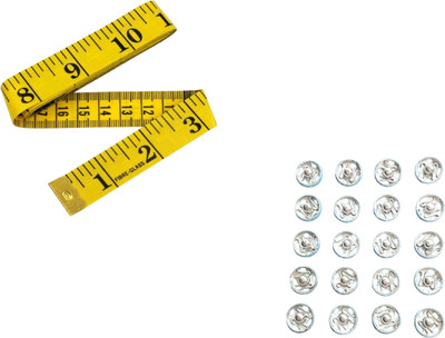 Kunfaya Combo Of 1 Measuring Tape + 20 Tich Button Sewing Kit