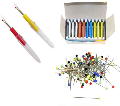 Crafts Haveli 3 Items Combo : 2 Seam Ripper, Round Head Pin Multi, Tailoring Chalk Sewing Kit