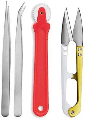 Kavch TWEEZERS 2 PCS TRACING WHEEL 1PC THREAD CUTTER 1 PC Sewing Kit