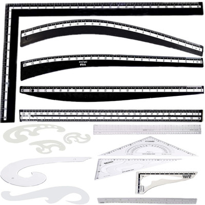 JEFFY Tailoring Scales Stitching Black Fashion Designing Scale Kit Set of 12 Sewing Kit