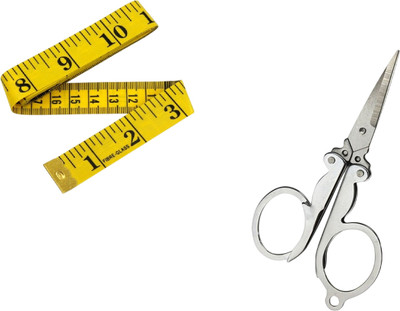 Kunfaya Combo Of 1 Measuring Tape + 1 Folding Scissor Sewing Kit