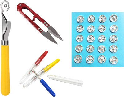 Kunfaya 1 Tracing Wheel + 1 Cutter + 2 Seam Ripper + 20 Tich Button Sewing Kit
