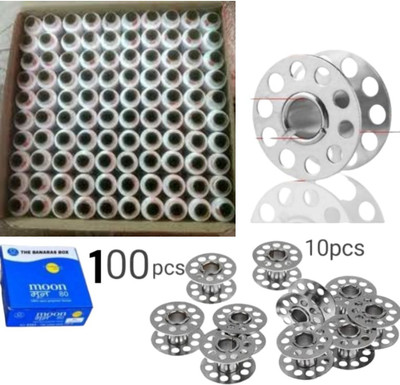 HouseOfCommon 100Pcs White Thread Box With 10 Bobbins Sewing Kit