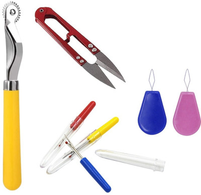 Kunfaya 1 Tracing Wheel + 1 Cutter + 2 Seam Ripper + 2 Needle Theader Sewing Kit