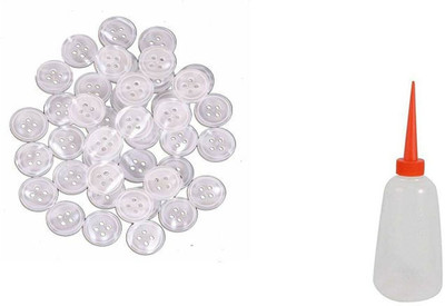 Crafts Haveli Tailoring Combo 2 Items Button White 20pc & Sewing-Machine-Oil Sewing Kit