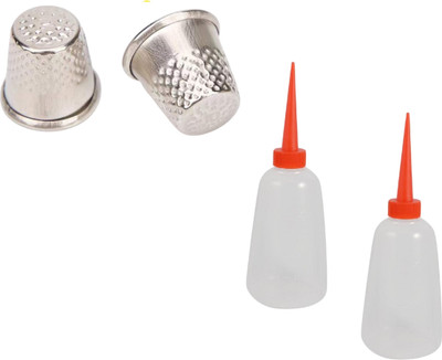 Kunfaya Combo Of 2 Thimbles + 2 Machine Oil Bottle Sewing Kit