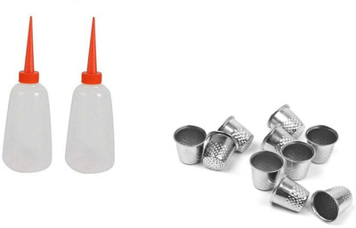 Kunfaya Combo Of 2 Machine Oil Bottle + 4 Thimbles Sewing Kit