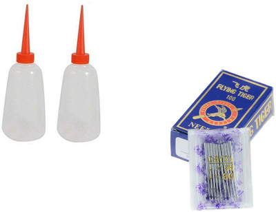 Kunfaya Combo Of 2 Machine Oil Bottle + 10 Machine Needles Sewing Kit