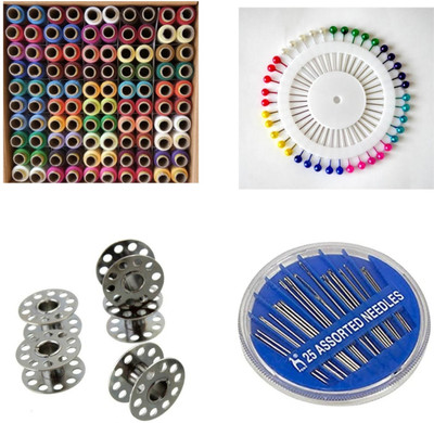 HouseOfCommon Sewing kit- 100 pcs Thread,5 Bobbins, Needle pack and Pin Sewing Kit