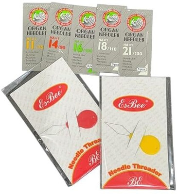 PADMAVATHI DISTRIBUTOR 11,14, 16, 18, 21 Small Machine Needles, Threader Sewing Kit