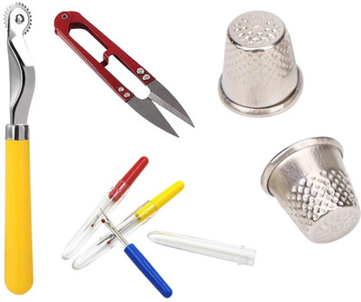 Kunfaya 1 Tracing Wheel + 1 Cutter + 2 Seam Ripper + 2 Thimble Sewing Kit