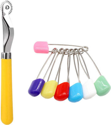 Kunfaya Combo Of 1 Tracing Wheel + Multicolor Safety Pins Sewing Kit