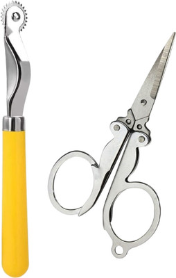 Kunfaya Combo Of 1 Tracing Wheel + 1 Folding Scissor Sewing Kit