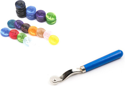 Crafts Haveli Tailoring Combo 2 Items Button Multi 20pc & Tracing Wheel-1 Sewing Kit