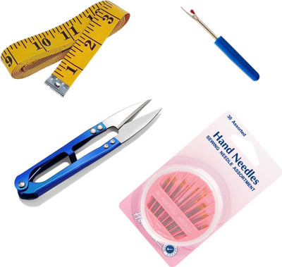 Gemsy Pack of 4 -Needle Compact ,Thread Cutter, Inch Tape, Sewing Kit