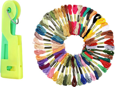 Kunfaya Combo Of 1 New Needle Threader + 10 Multi Skiens Cotton Sewing Kit