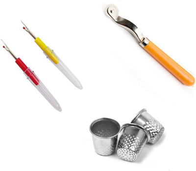 Crafts Haveli 3 Items Combo : 2 Seam Ripper, 1 Tracing Wheel & 3 Thimble Sewing Kit