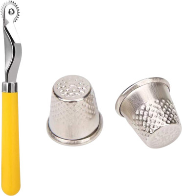 Kunfaya Combo Of 1 Tracing Wheel + 2 Thimbles Sewing Kit