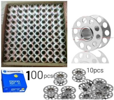 HouseOfCommon 100 White sewing Thread Box with 10 Bobbins Sewing Kit