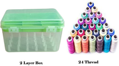 Three Mask Sewing Kit Empty Box and 24 Multicolored Polyester Sewing Thread-Light Green Sewing Kit