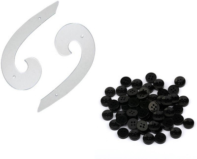 Crafts Haveli Combo 2 Items Armhole Curve 2pc & Button Black 20pc Sewing Kit