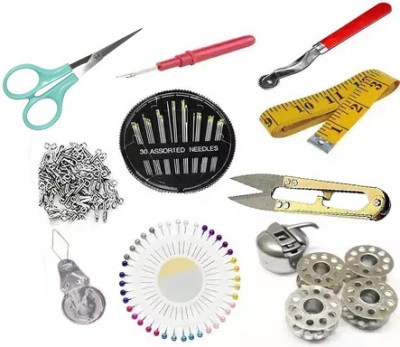 manrish Bobbins,Cutter,Inchi Tape,Pins,Needles,&Other Tools Combo/Sewing Tools Sewing Kit