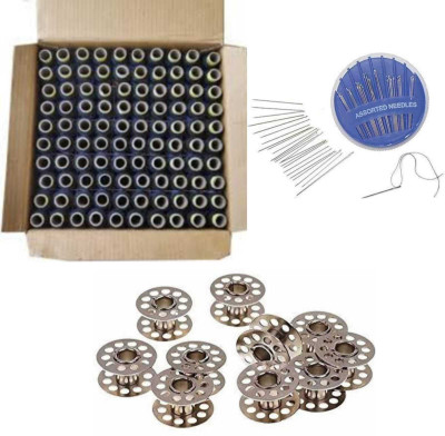 HouseOfCommon Sewing kit -Thread box(100 Pcs),10 Bobbins and Needle pack Sewing Kit