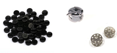 Crafts Haveli Tailoring Combo 2 Items Button Black 20pc & Bobbin 2Pc _ Case Sewing Kit