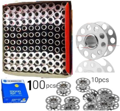 HouseOfCommon 100pcs Black and White sewing Thread Box with 10 Bobbins Sewing Kit