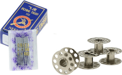 Kunfaya Combo Of 10 Machine Needle 16No. + 4 Bobbins Sewing Kit