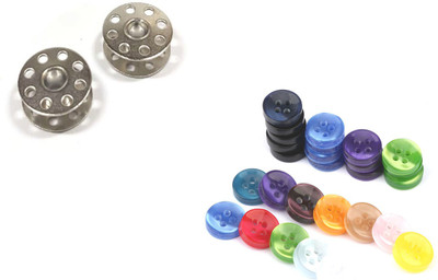 Crafts Haveli Combo 2 Items Bobbin 2pc & Button Multi 20pc Sewing Kit