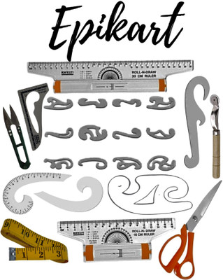 epikart Tailoring Materials Drafting Scale Ruler, Curve 17, Scissor Sewing Kit