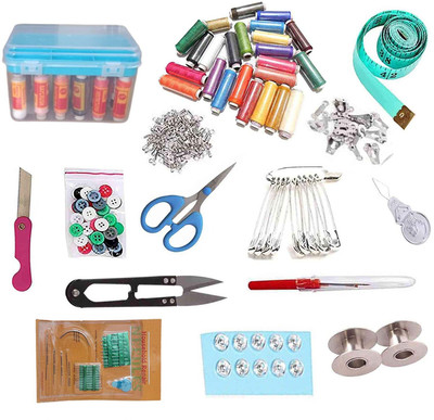Reveknow Multicolored Thread and Empty Storage Box Needle,Button,Scissor,Tape etc. Sewing Kit