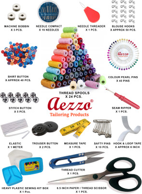 Aezzo Double Layer Multipurpose Tailoring Travel Sewing Kit Box with all Accessories.