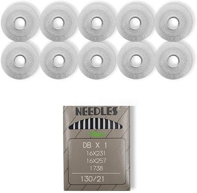 ZENITH Sewing Machine Accessories 10 Aluminum Bobbins & 10 Organ DBX1 130/21 Needles Sewing Kit