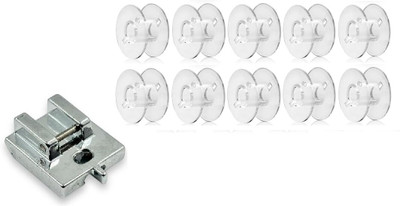 ZENITH 10 Plastic Bobbins & Pointed Zipper Foot for all domestc Automatic Sewing Macine Sewing Kit
