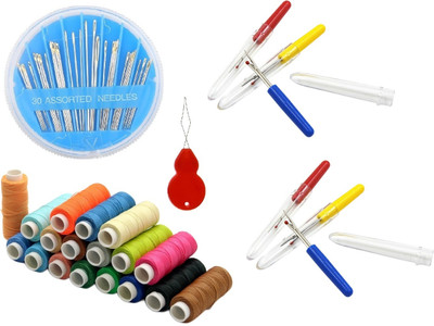 Kunfaya Combo Of 1 Needle Compact + 10 Spools + 4 Seam Ripper Sewing Kit