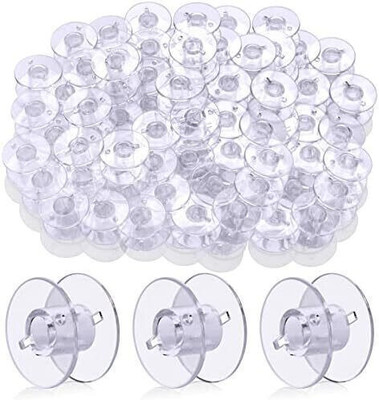 jsc (PCS 100)Transparent Plastic Bobbin for Small Automatic Machines Plastic Bobbins Sewing Kit