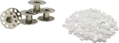 Kunfaya Tailoring Combo Of 4 Bobbins+ 20 White Round 4 Holes Buttons Sewing Kit