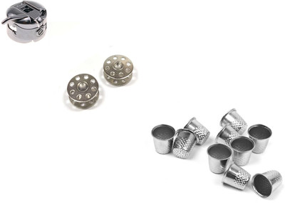 Kunfaya Sewing Combo - 1 Bobbins Case & 2 Bobbins + 4 Thimbles Sewing Kit