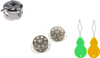 Kunfaya Sewing Combo - 1 Bobbins Case & 2 Bobbins + 2 Needle Threader Sewing Kit