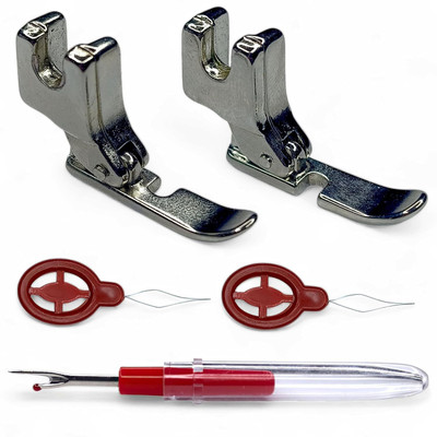 Juki 5 Pieces -Piping Boot, Presser Zipper Boots -Foot, Seam Ripper, Needle Threaders Sewing Kit