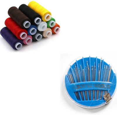 Crafts Haveli Sewing Thread 12pc & Needle Compact Sewing Kit