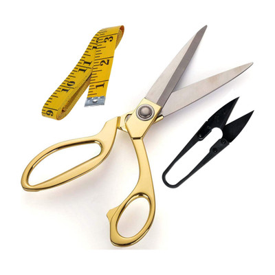 7Q7 Tailoring Scissors Combo Pack of 3 - Scissors / Thread Cutter / Measuring Tape Sewing Kit